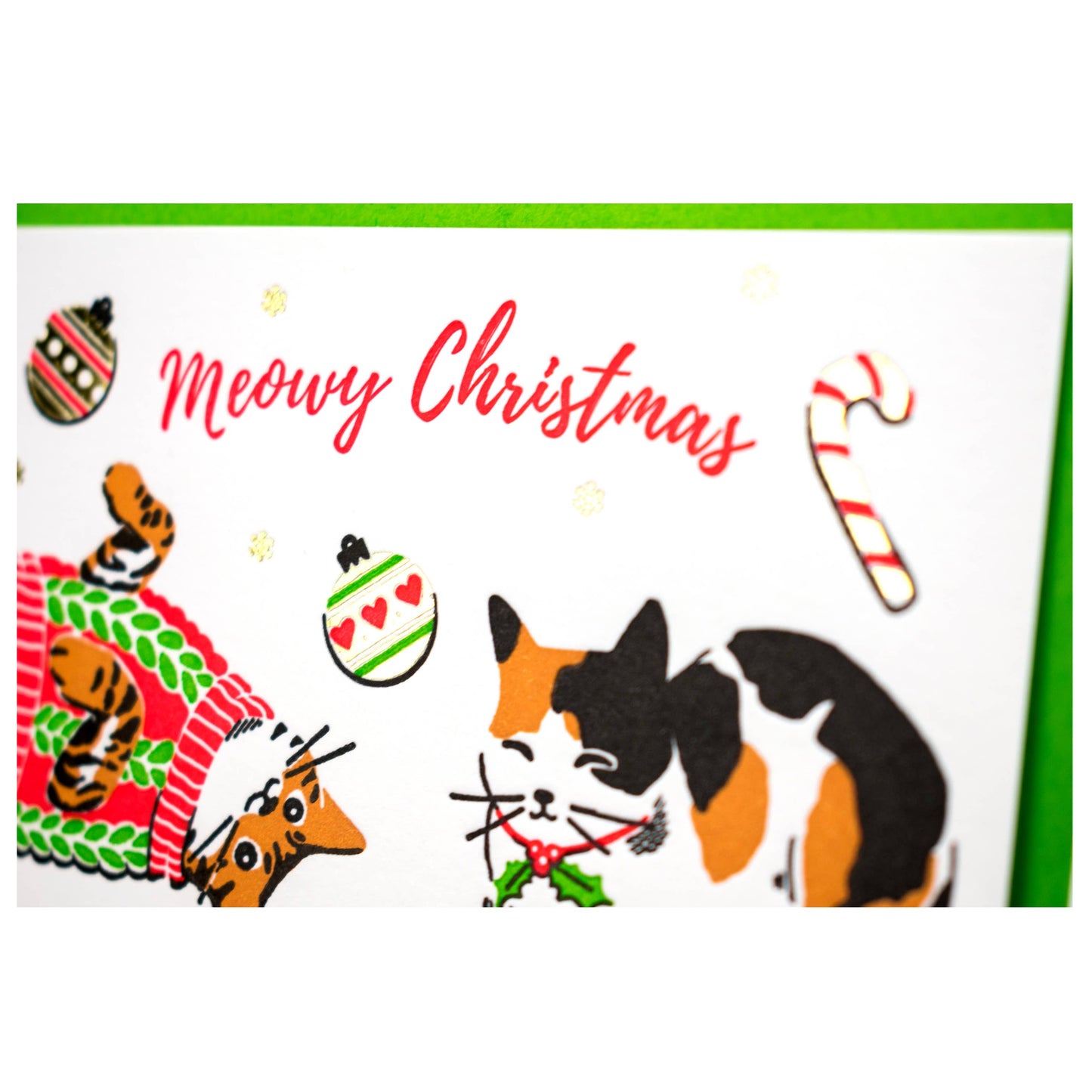 Porchlight Press Letterpress - Meowy Christmas Cat Card