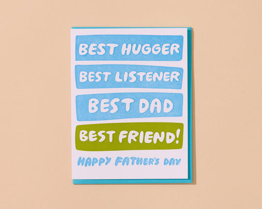 And Here We Are - Best Hugger/Listener/Dad/Friend - Birthday Card Father's Day Card from Partner