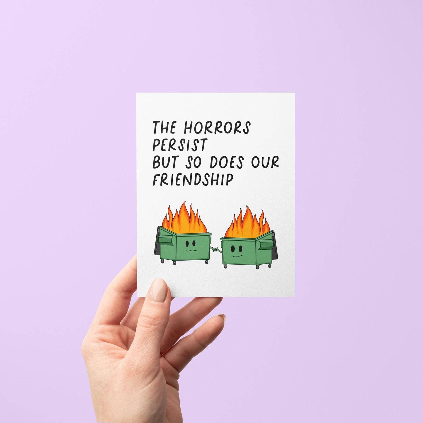 MangoIllustrated - The horrors persist friendship card