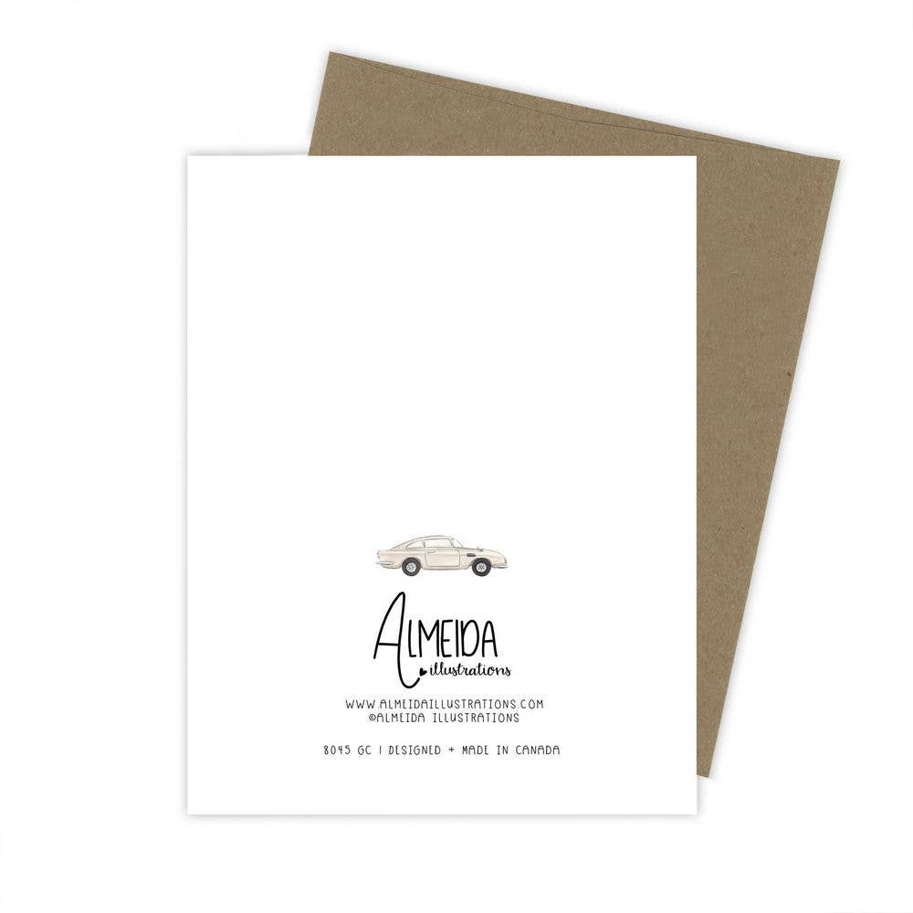 Almeida Illustrations - Vintage Aston Car - Father's Day Greeting Card