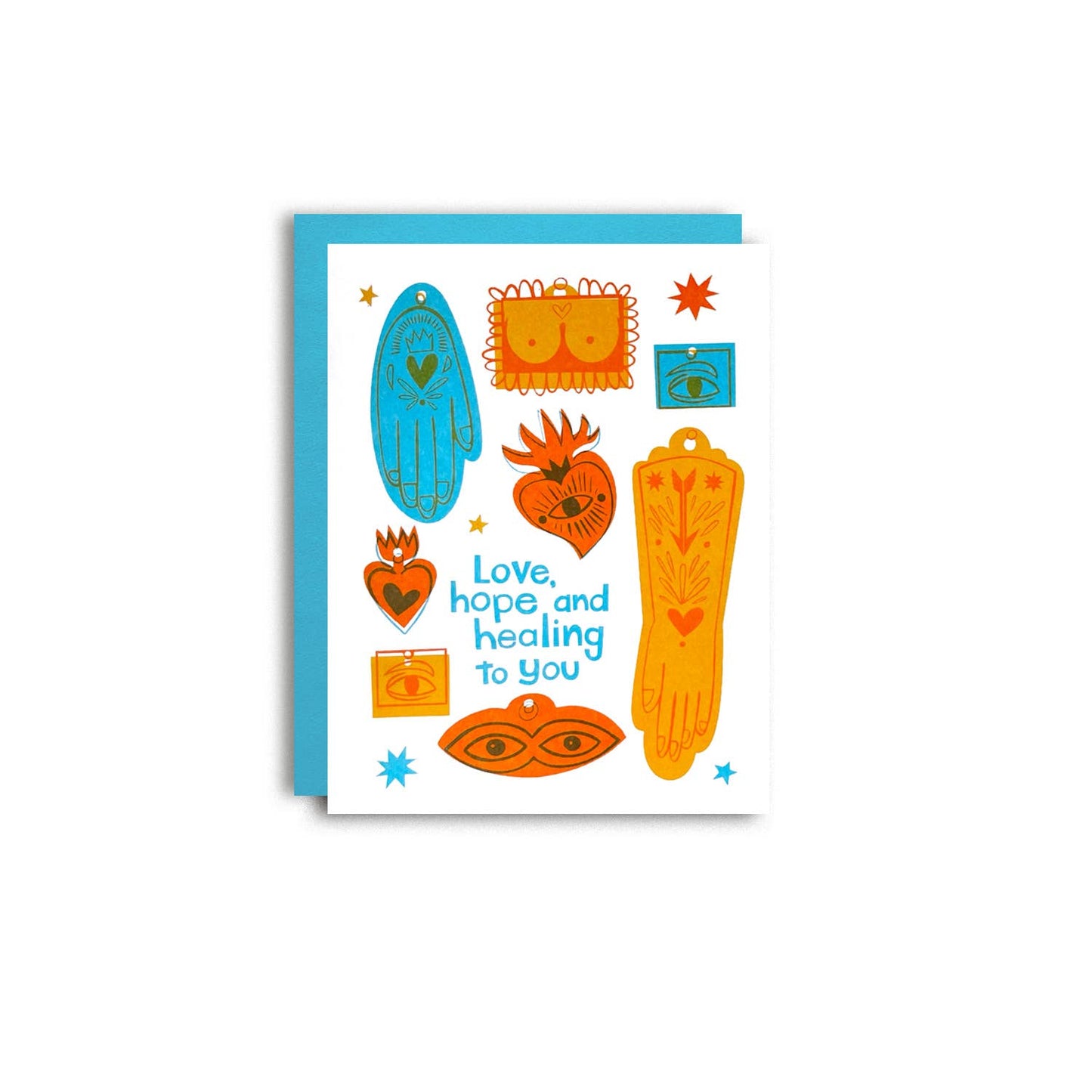 Pier Six Press - Hope and Healing Ex Voto - Get Well Risograph Greeting Card