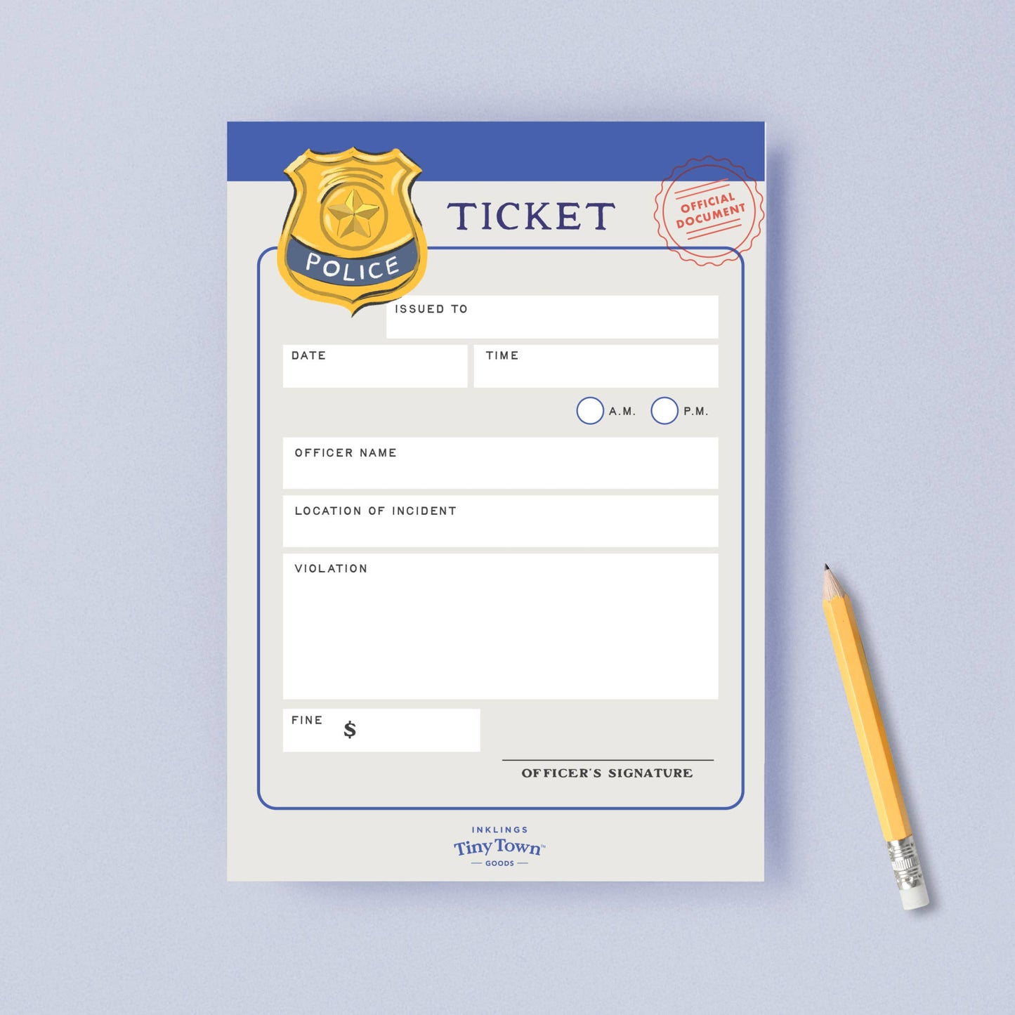 Inklings Paperie - Play Notepad - Police Ticket