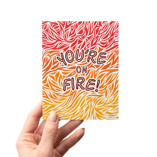 MASU - You're On Fire Red, Orange, Yellow Flames Encouragement Card