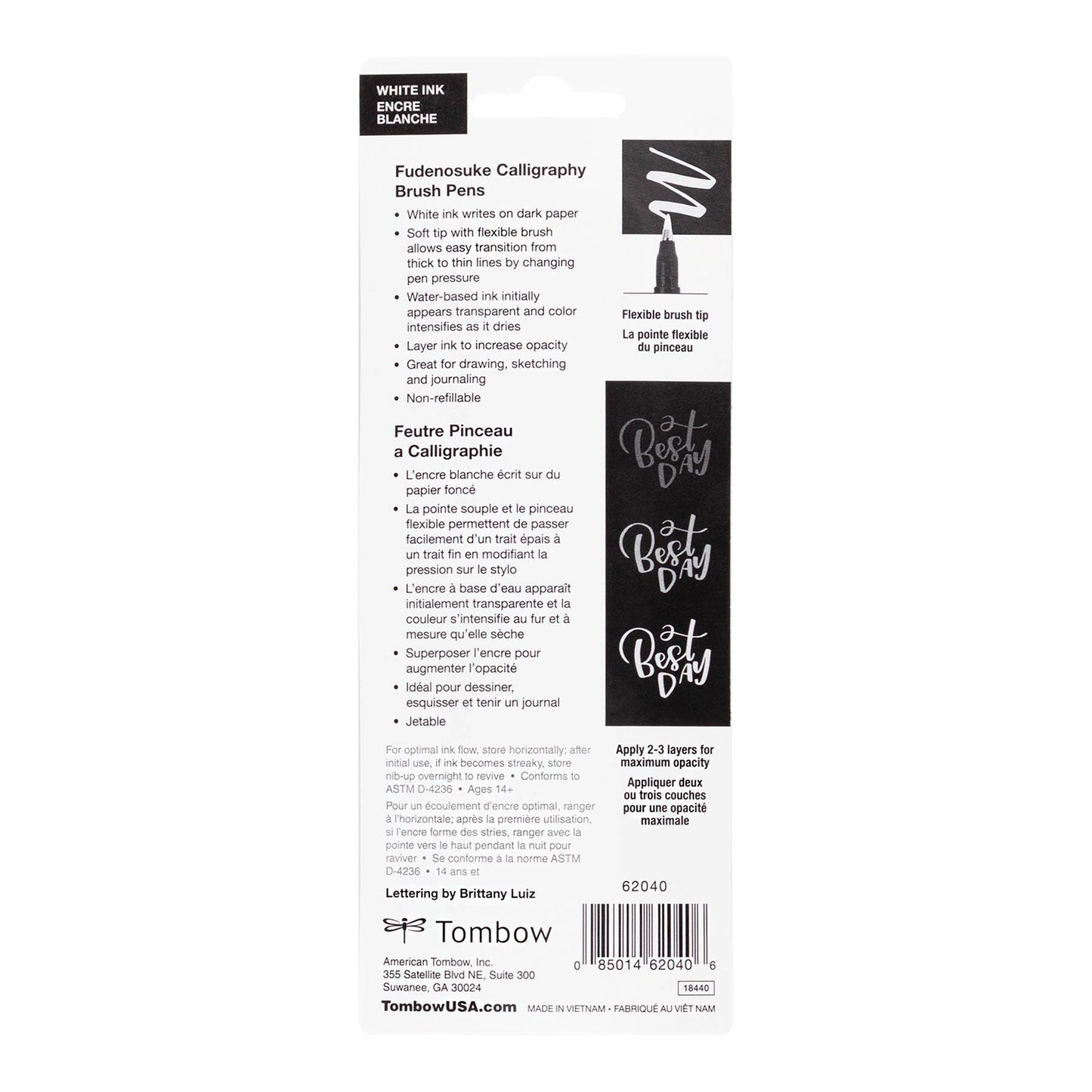 Tombow - WHITE Fudenosuke Calligraphy Brush Pens (set of 2)