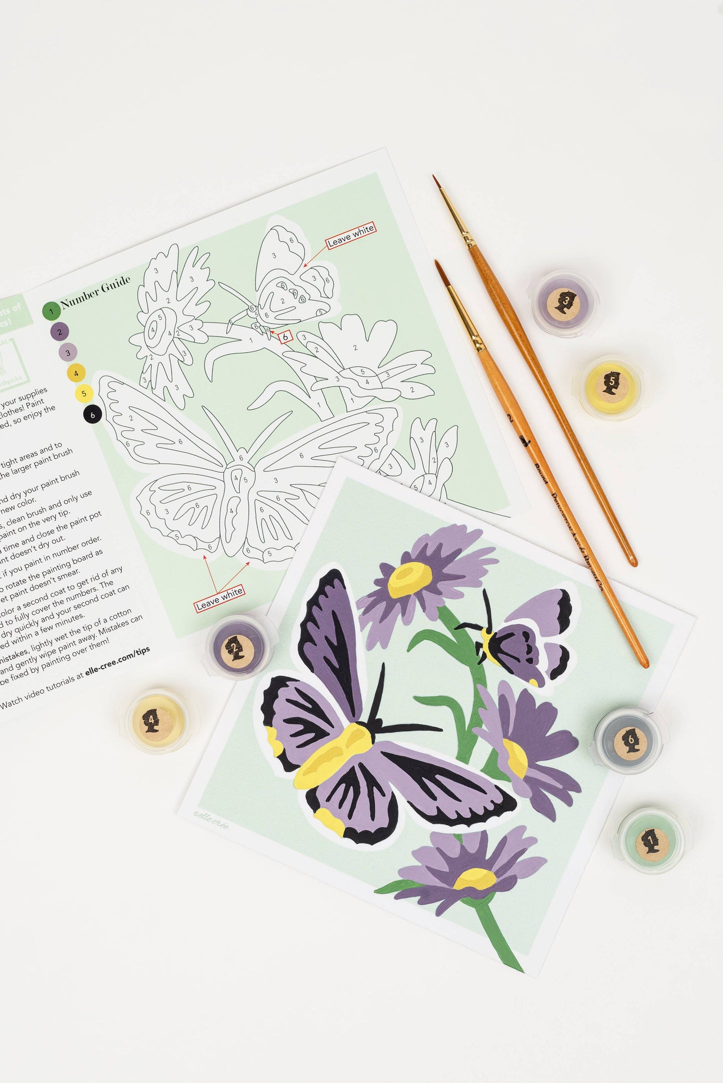 Elle Crée (She Creates) - Butterflies (lavender) MINI Paint-by-Number Kit