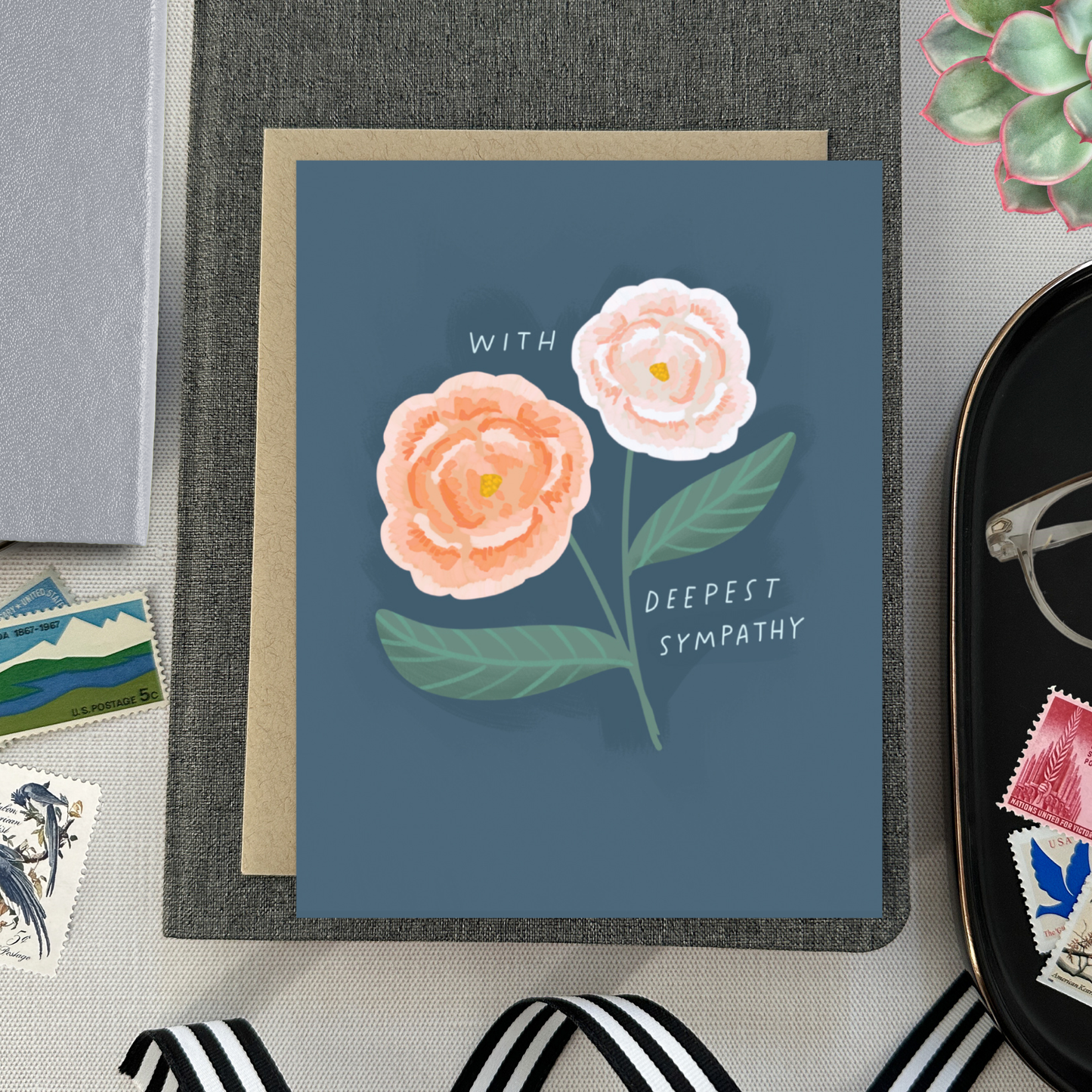 Barone and Co. - Peach Flowers Sympathy Card