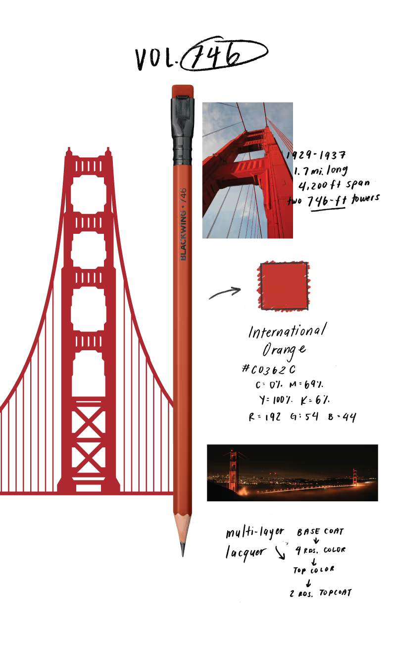 Blackwing Volume 746 Pencil - Golden Gate Bridge