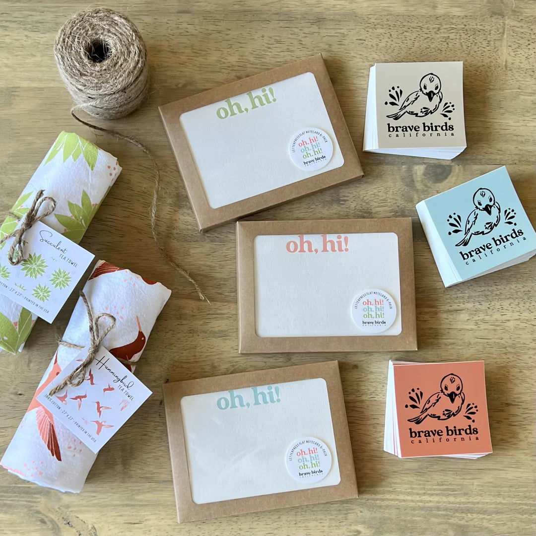Brave Birds - Oh, Hi! Letterpress Notecard Set - 6 pack