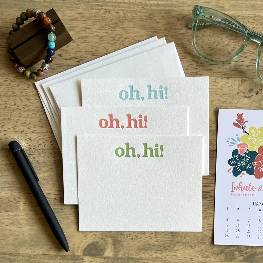 Brave Birds - Oh, Hi! Letterpress Notecard Set - 6 pack