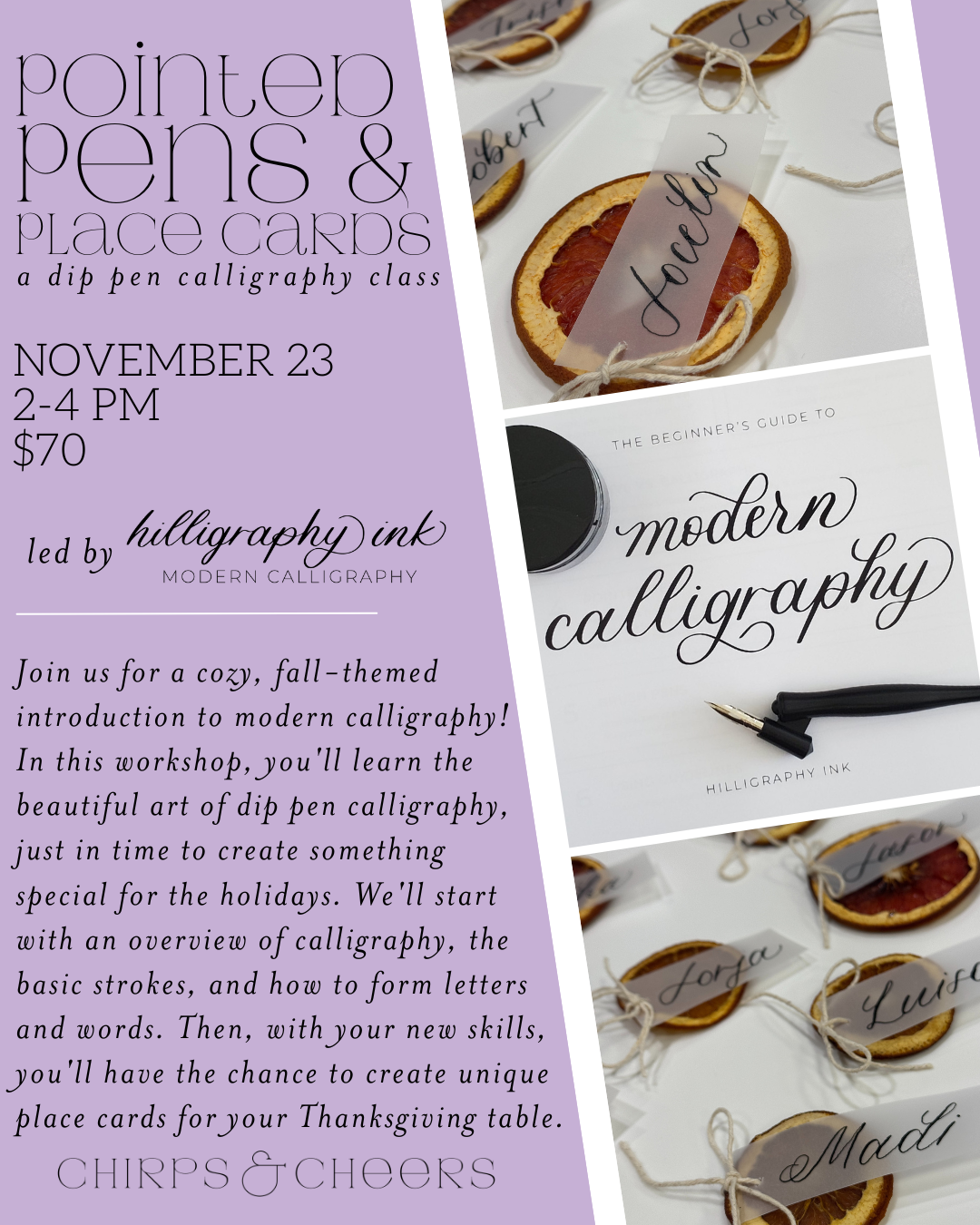 Pointed Pens & Place Cards || November 23rd