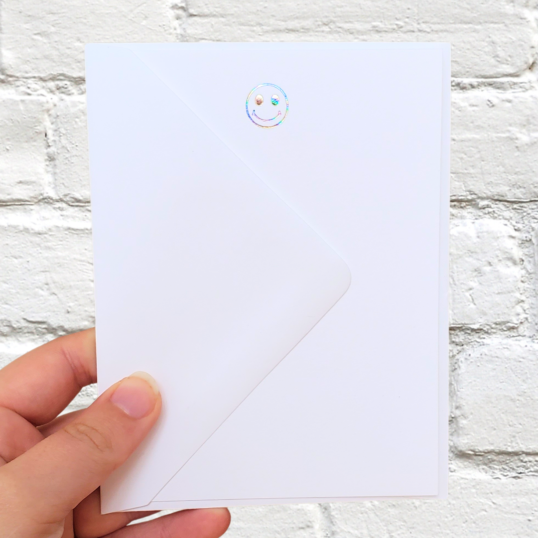 Smiley Prism Foil Stamped Flat Notecard Set
