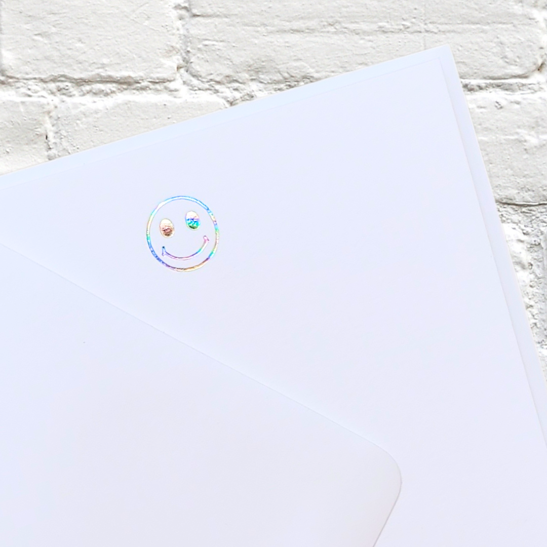 Smiley Prism Foil Stamped Flat Notecard Set