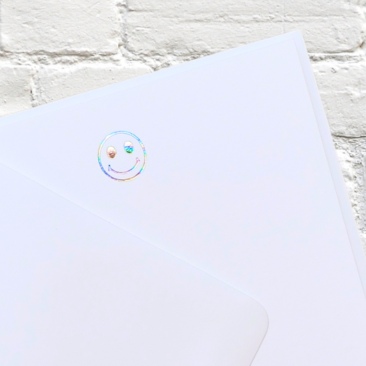 Smiley Prism Foil Stamped Flat Notecard Set