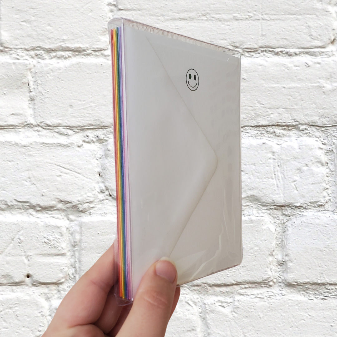 Smiley Rainbow Foil Stamped Flat Notecard Set