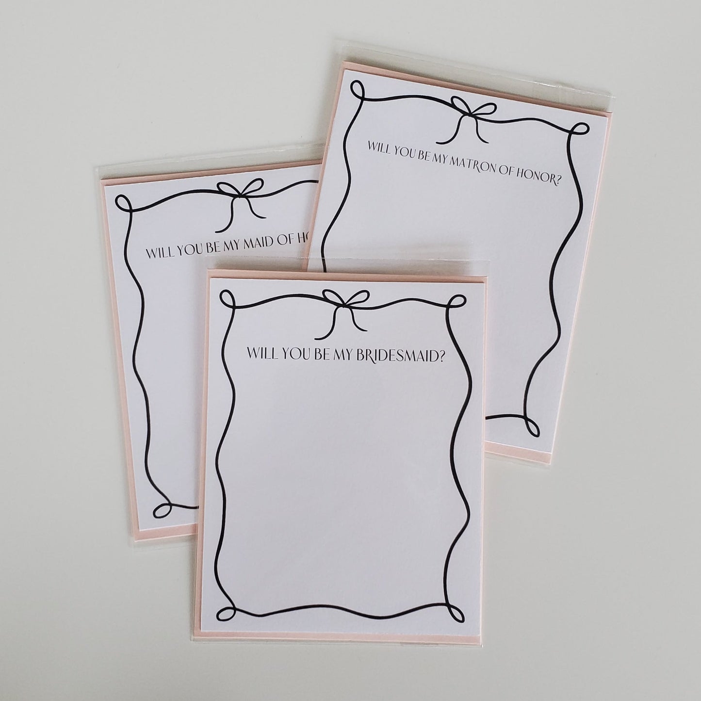 Maid of Honor Coquette Flat Note Card - Chirps & Cheers Studio