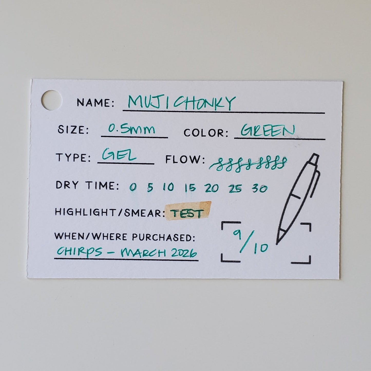 Pen Swatch Cards - Set of 20 - Chirps & Cheers Studio