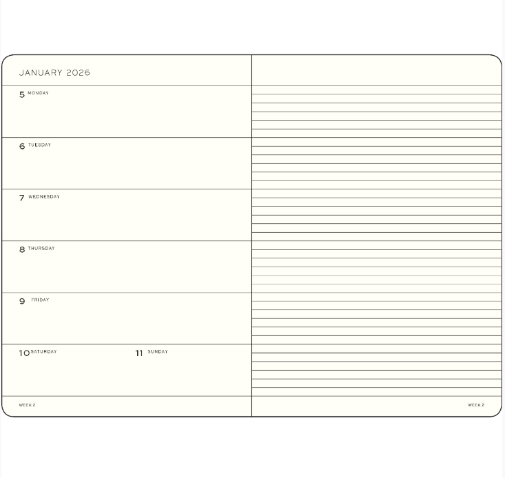 LEUCHTTURM - Softcover (A5) Weekly Planner & Notebook 2025-2026