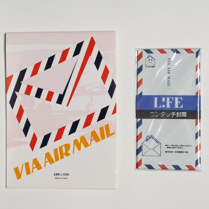 Two airmail-themed products on a light gray background