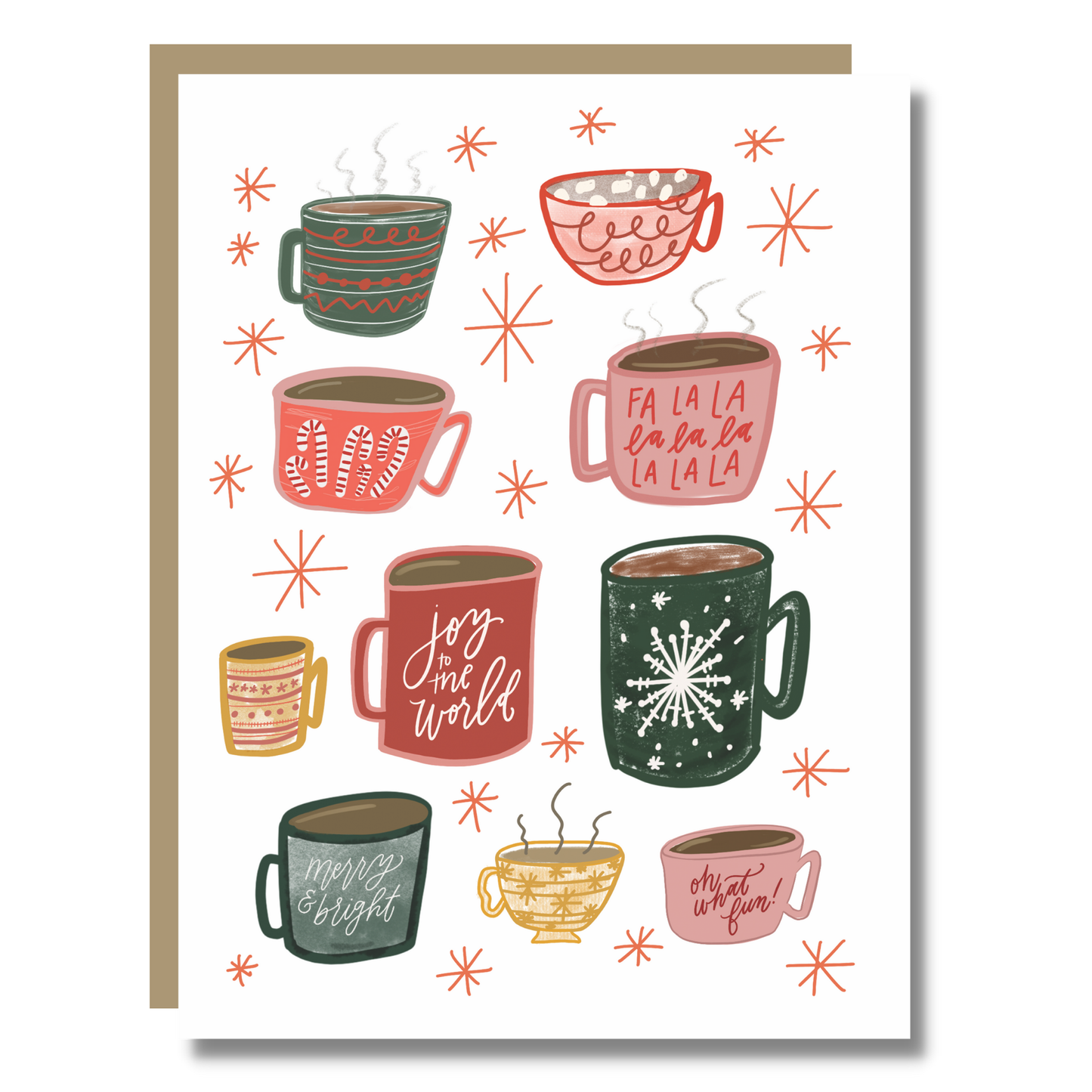 Prairie Letter Shop - Christmas Mugs Card - Christmas Greeting Card Coffee Lover
