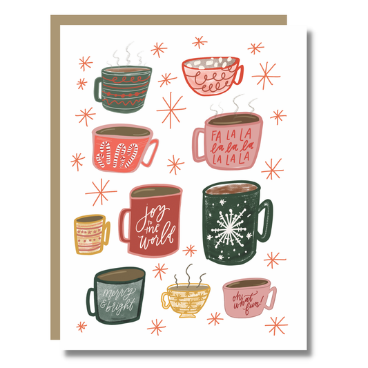 Prairie Letter Shop - Christmas Mugs Card - Christmas Greeting Card Coffee Lover