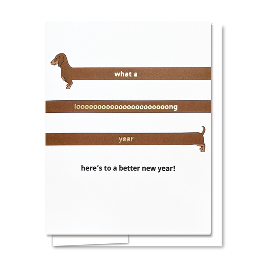 Quick Brown Fox Letterpress - Dachshund New Year - Letterpress New Year Card