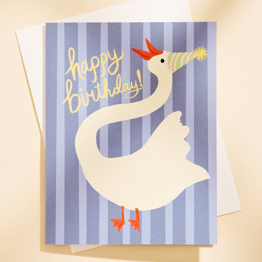 Goose Striped - Happy Birthday Card
