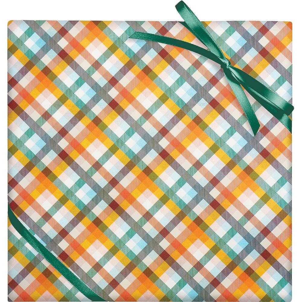 Vibrant Plaid - Stone Wrapping Paper Roll