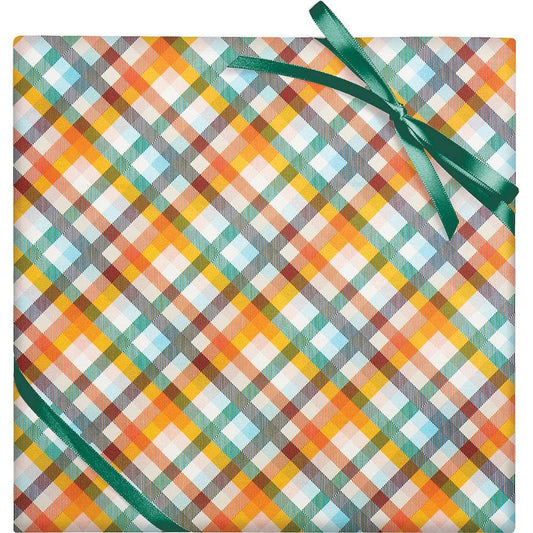 Vibrant Plaid - Stone Wrapping Paper Roll