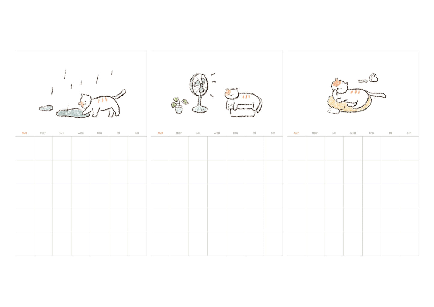 Cat Monthly Sticker Sheets - Undated