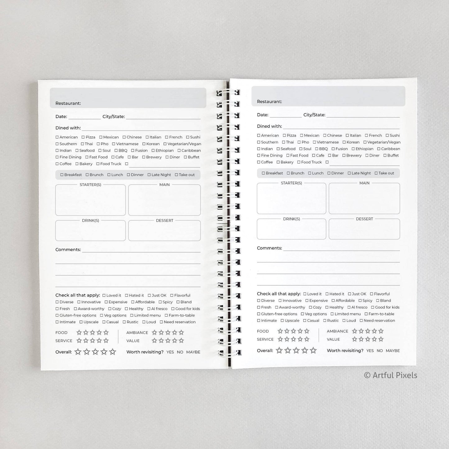 Restaurant Logbook - Journal to Log & Review Restaurants
