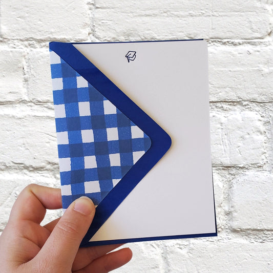 Grad Cap Blue Foil Flat Notecard Set