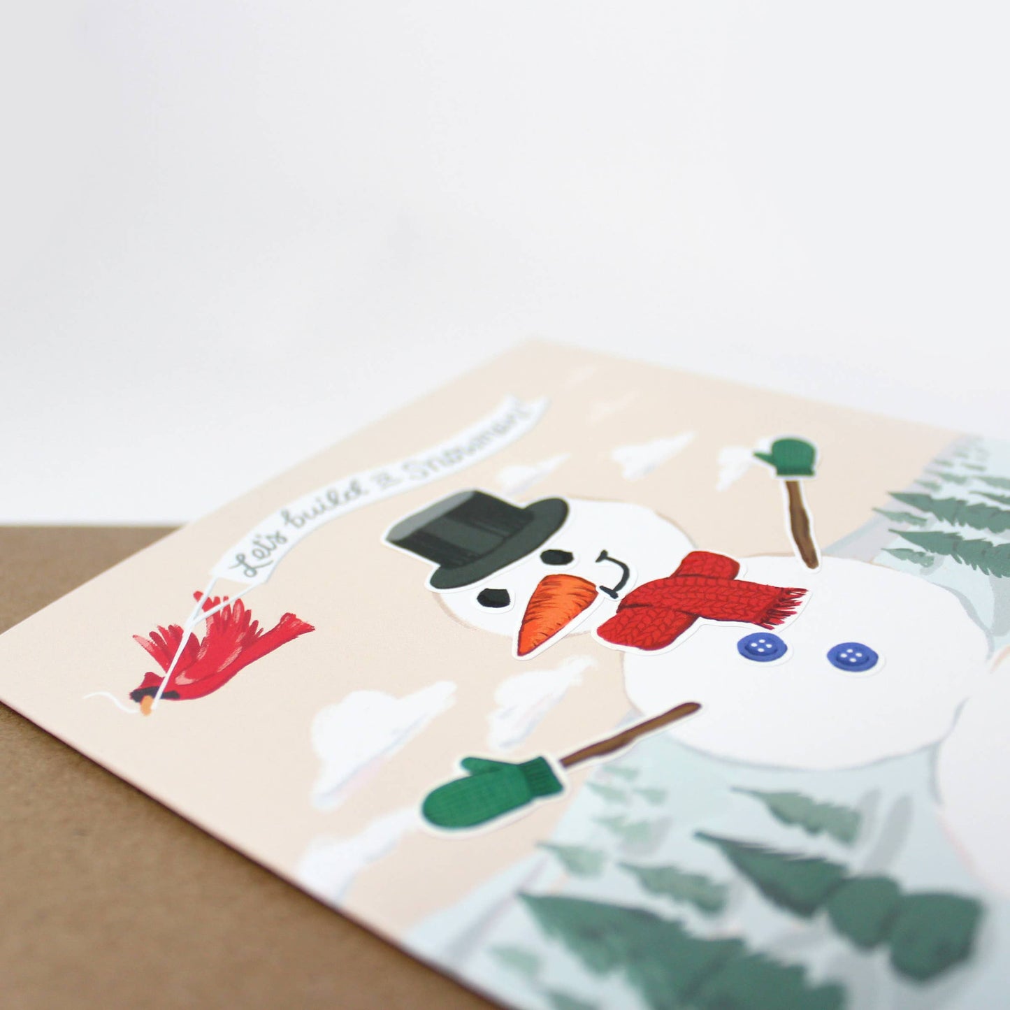 Inklings Paperie - Sticker Scene Card - Build a Snowman