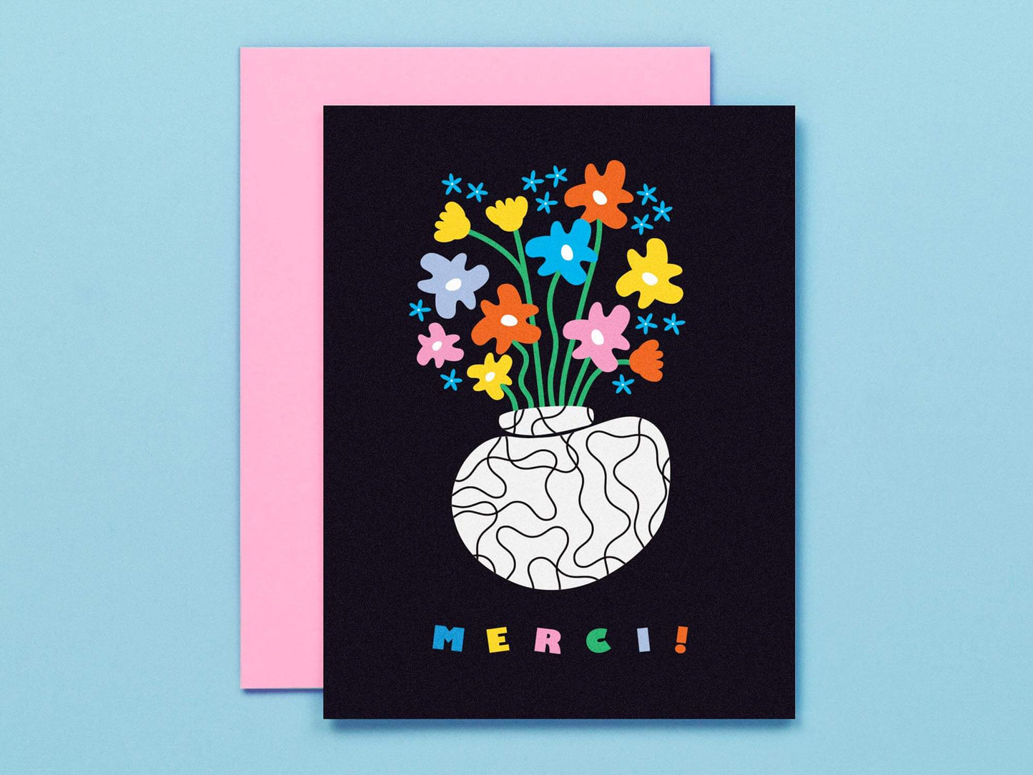 Squiggly Merci Flower Vase - Thank You Card