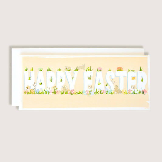 Happy Easter Bunny With Spring Grass Greeting Card