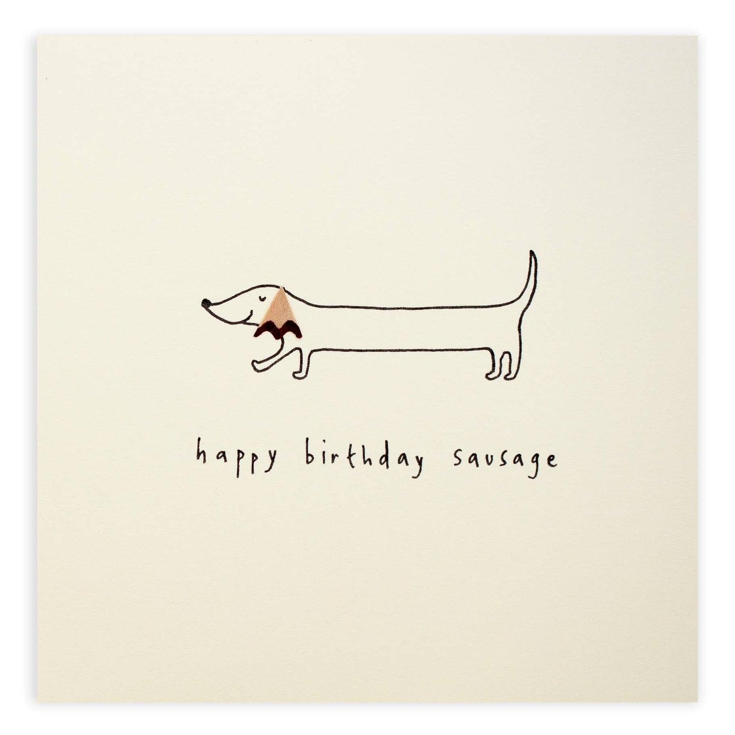 Birthday Sausage Dog  –  Real Pencil Shavings - Greeting Card