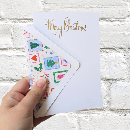 Retro Christmas Whimsy - Foil Flat Notecard Set