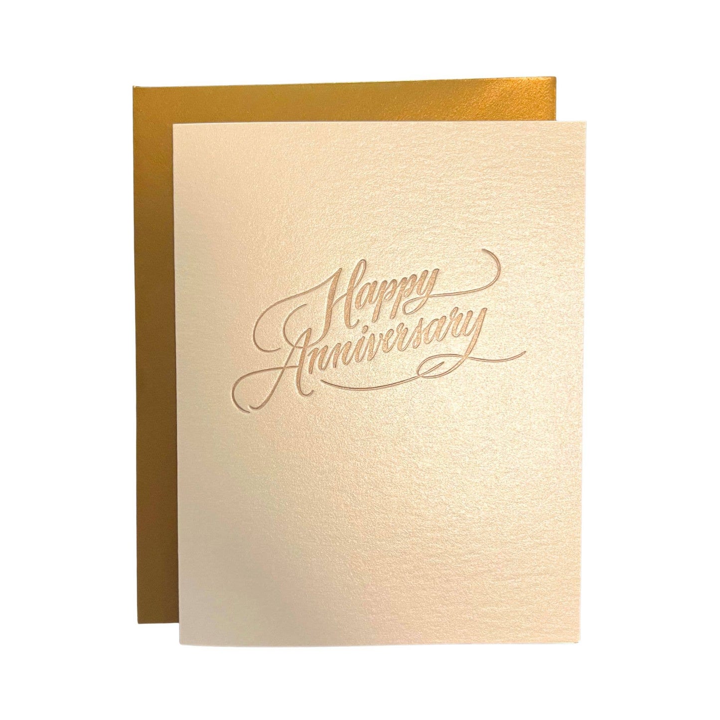 Antique Gold Happy Anniversary - Greeting Card