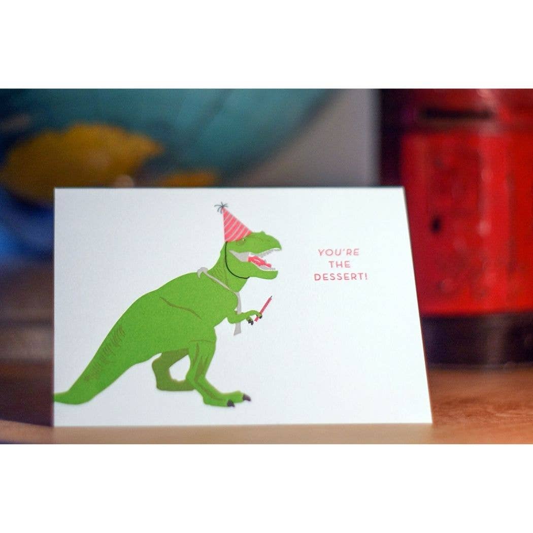 Porchlight Press Letterpress - Birthday Dino Dessert Card