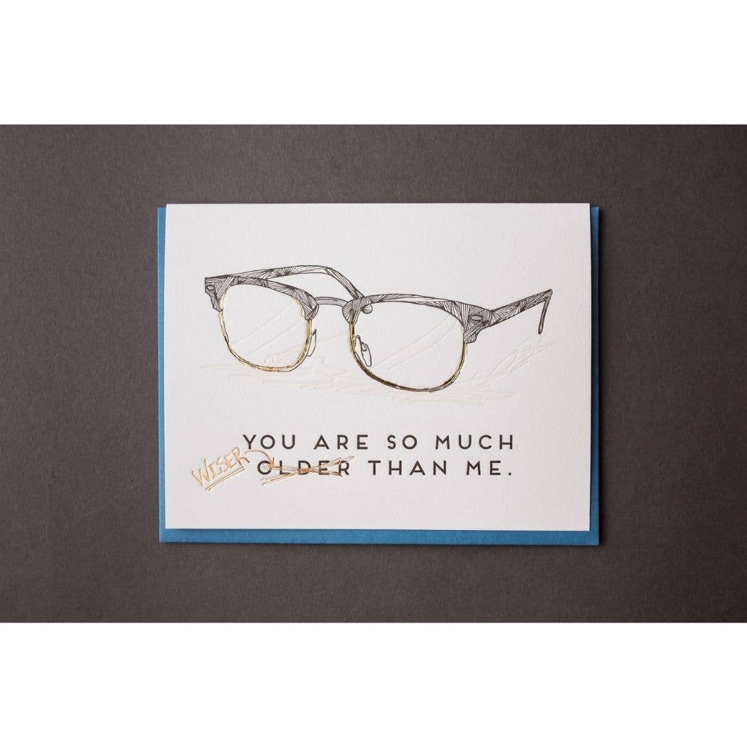 Porchlight Press Letterpress - Older and Wiser Card