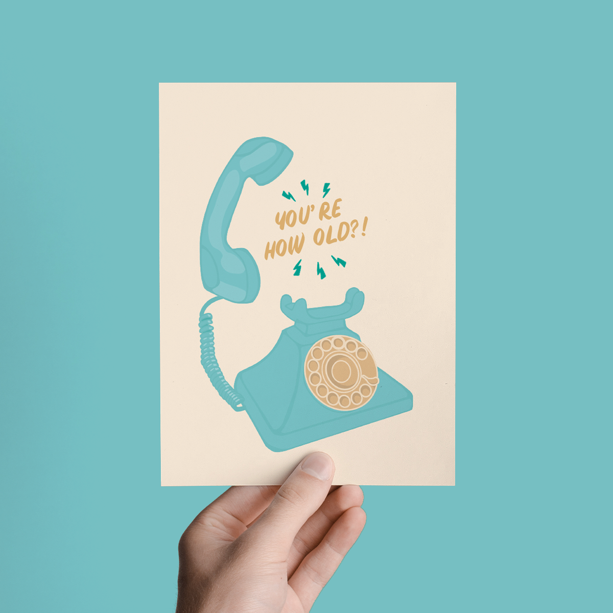 You're How Old Rotary Phone Vintage Birthday Greeting Card
