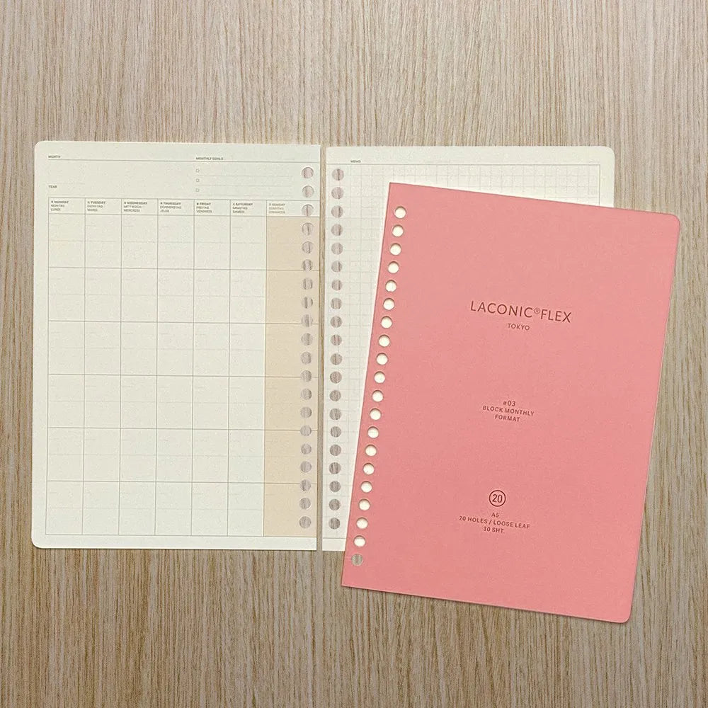 Undated Monthly Block - Flex 20 Hole Binder Refill
