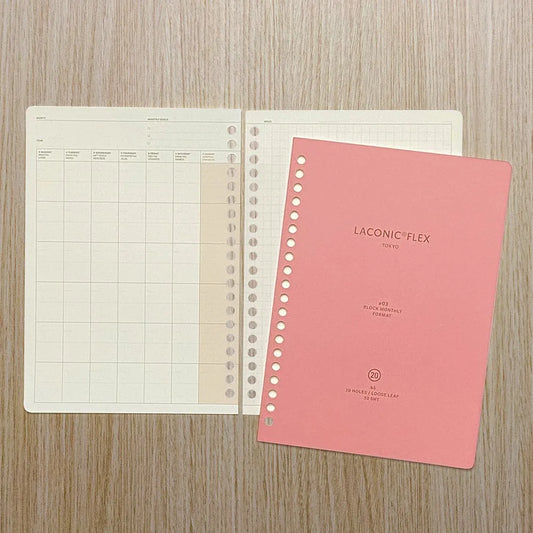 Undated Monthly Block - Flex 20 Hole Binder Refill