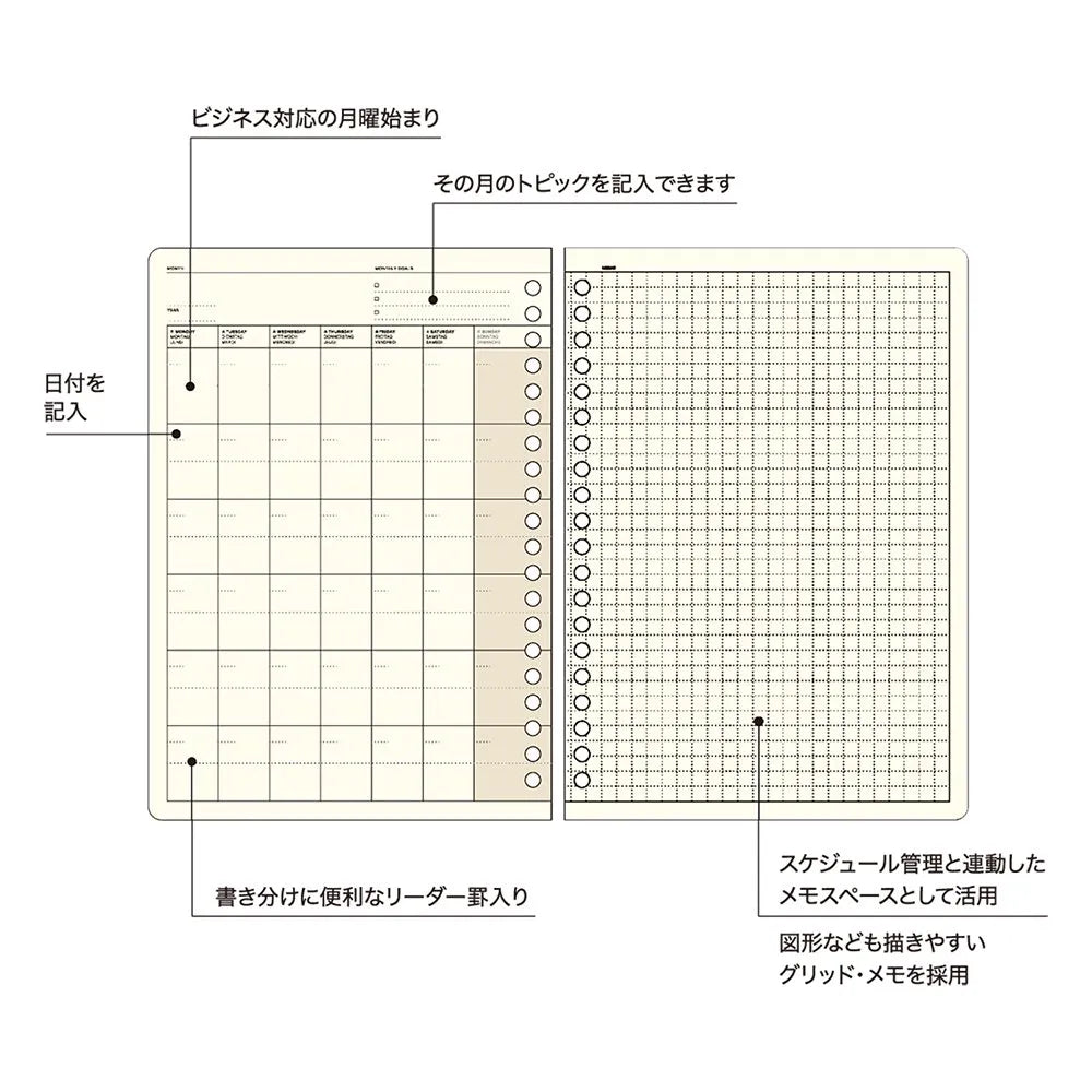 Undated Monthly Block - Flex 20 Hole Binder Refill