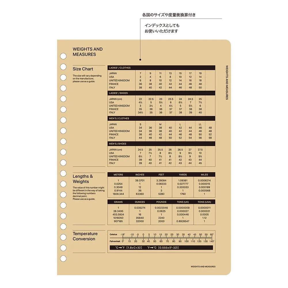 Weights and Measures Underlay - Flex 20 Hole Binder Refill