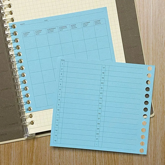 Undated Monthly Calendar - Flex 20 Hole Binder Refill