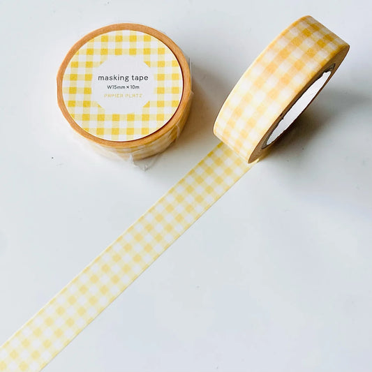 Papier Platz Washi Tape - Gingham Check Yellow