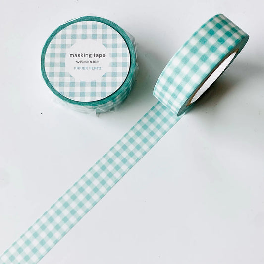 Papier Platz Washi Tape - Gingham Check Aquamarine