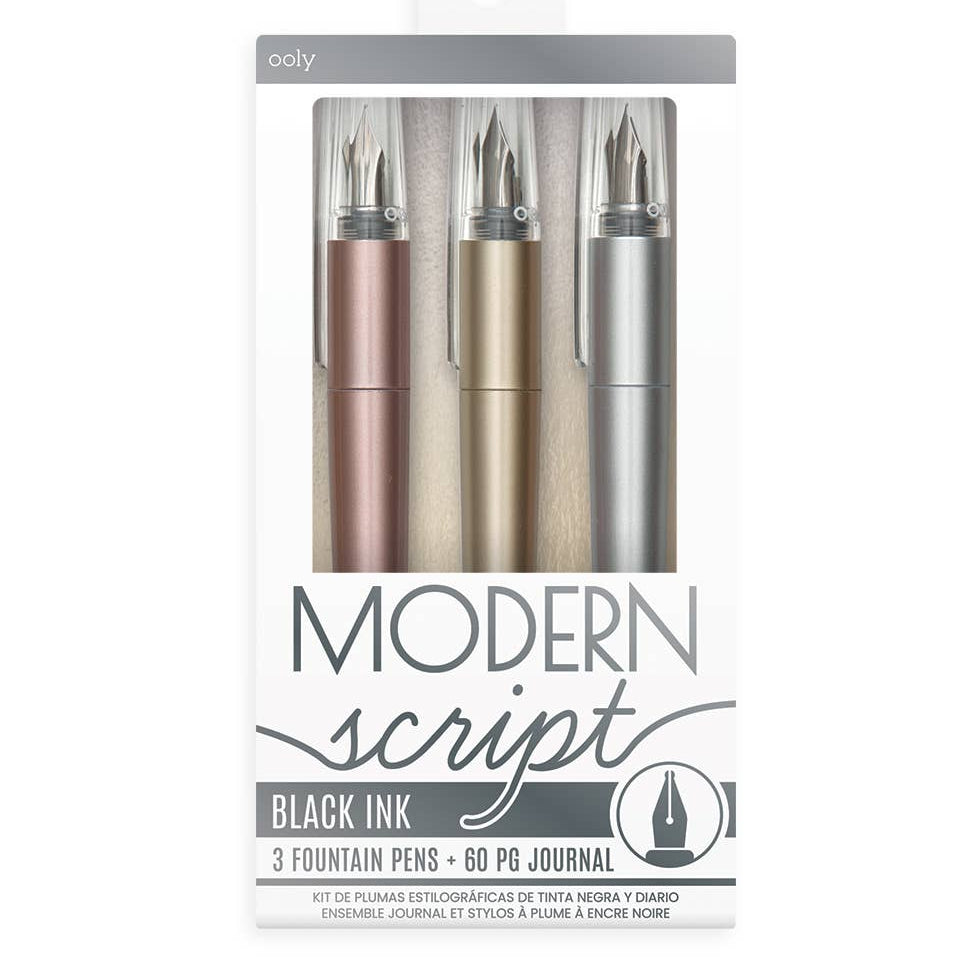 Modern Script Fountain Pen - Set of 3 & Journal