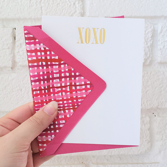 XOXO Valentine - Single Foil Flat Notecard