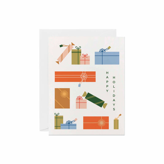 Line & Kind Paper Co. - Happy Holidays Colorful Presents | Holiday Greeting Card